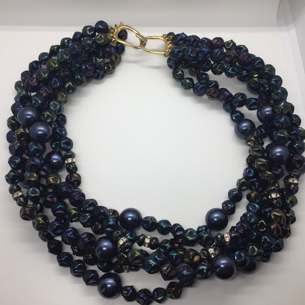 Greek multistrand glass beaded necklace